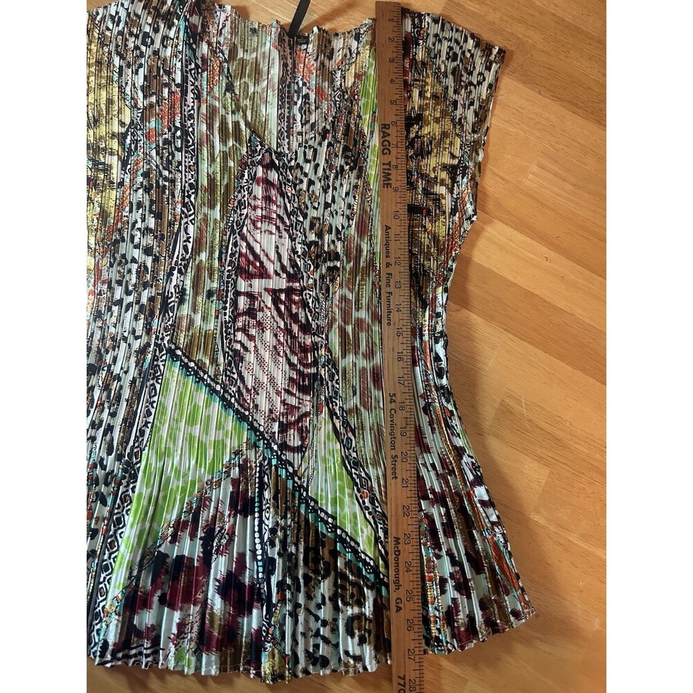 Milano XL Pleated Mixed Print Stretch Tunic Blouse Top Multicolor Womens - Picture 6 of 12